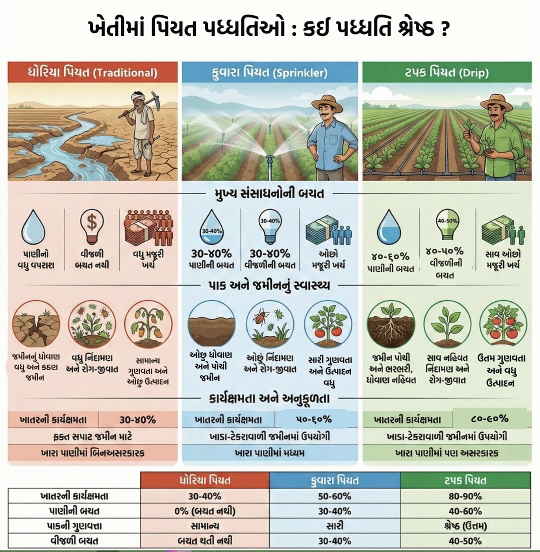 Traditional, Sprinkler and Drip Irrigation